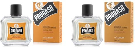 Proraso Bálsamo barba, Wood and Spice, 100 ml, bálsamo barba hombre suavizante anti irritaciones, bálsamo para cuidado facial hombre (Paquete de 2)