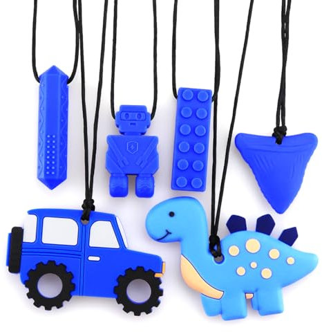 Kaukette für Kinder mit ADHS, Kauschlauch zur Stoppen des Nägelkauens, Logopädie-Hilfsmittel (Blau)