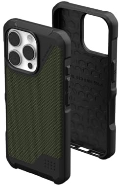 URBAN Armor Gear UAG Metropolis LT Hülle für iPhone 16 Pro 6.3 MagSafe Ladehilfe haltbar, stoßfeste Anti-Rutsch-Schutzhülle Militärklasse Schwarz Kevlar Olive