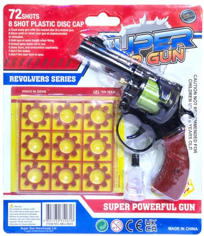 SGM MG-2024 Cowboy Toy – 8-Shot Metal Ring Cap Pistol with 72 Caps – Realistic Sound Effects – Classic Roleplay Gun Toy for Kids