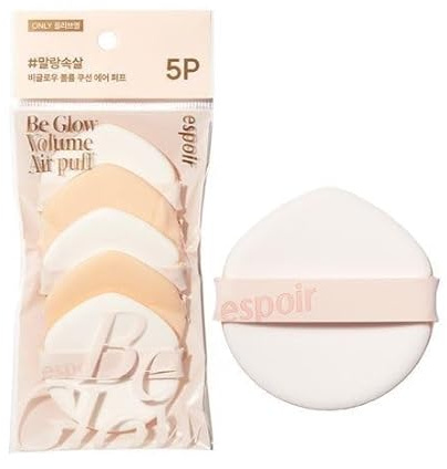 Espoir New Air Puff Volume 5ea| Flawless Face Makeup Fast and Easily | Makeup Sponge Applicator Air Cushion Powder Puff for Liquid Foundation, Cream, Concealer | Korean Base Makeup Tools