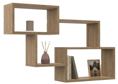 IDMarket - Etagère Murale Double Position LOUANE Bois façon hêtre