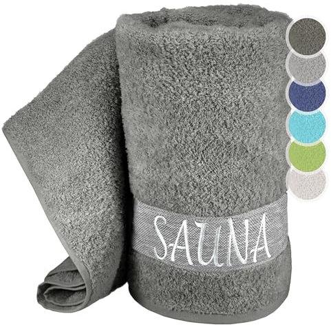 Lashuma Saunahandtuch 100x200 cm Grau - Dunkelgrau, Lima großes Badehandtuch XXL für Herren und Damen