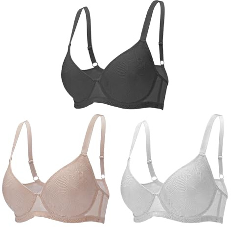 3PC Pack Bras for Women Push Up Bra with Support Causal Everyday Underwear Lifting Lingerie Bralette