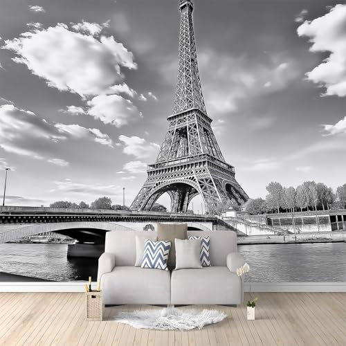 Murales 3D Fotografía Torre Eiffel París 250 x 175 cm Fotomurale Papel Pintado no Tejido, Papel Tapiz Fotográfico, Mural de Decoración de Pared para Salon, Dormitorio, Oficina