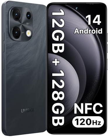 UMIDIGI Note 100 Mobile Phones, (2025) Android 14 Phone, 12(6+6) GB +128GB/1TB Smart Phone, 6.8+ 120Hz, 50MP Camera, 4G Dual SIM Free Unlocked Mobile Phones, 5000mAh, NFC/FaceID/Fingerprint, Black