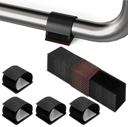 CATOR 12 Piezas Negro Deslizantes de Fieltro para Sillas Columpio Muebles Deslizantes de Fieltro con Cierre de Velcro Protectores
