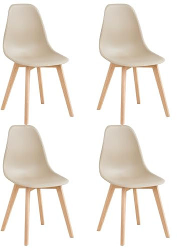 GrandCA HOME Nordica Silla de Comedor Pack 4 Sillas Comedor Madera Moderna para Oficina Cocina (Caqui-4 sillas)