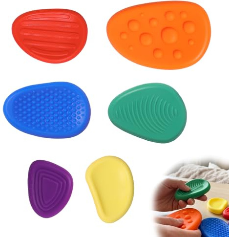 Wcawnlt 6 Piezas Fidget Toys Sensory Stone, Fidget Toys Piedras Sensoriales, Piedra Sensorial de Silicona, para TDAH Autismo y Alivio del Estrés en