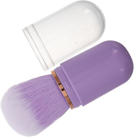 Ciieeo Brocha Retráctil para Rubor Portátil de Viaje, Pincel de Maquillaje de Cerdas Suaves, Tamaño Mini Compacto, Color Púrpura, Herramienta Versátil para Aplicar Polvos y Colorete