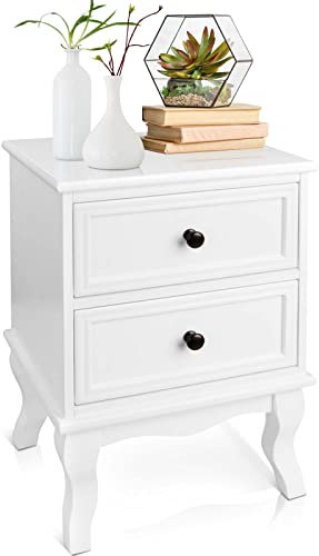 MIADOMODO® Nachttisch mit 2 Schubladen-50x34x29,5cm, 1er oder 2er, aus robuster MDF und Holz, Boxspringbett Nachtkommode, Beistelltisch, Kommode, Schlafzimmer Ablagefach (1er)