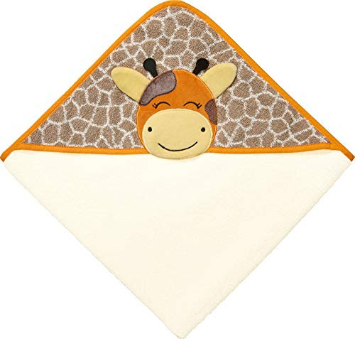 Erwin Müller Kinder-Kapuzenbadetuch, Kapuzenhandtuch Giraffe Walk-Frottier Hellbraun/Natur Größe 100x100 cm - weich, saugstark, strapazierfähig, mit Aufhängeschlaufe