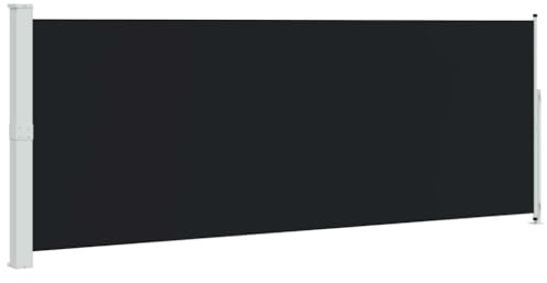 vidaXL Toldo Lateral Retráctil de Jardín Patio Separador Terraza Balcón Pantalla Solar Viento Enrollable Retroceso Automático Negro 180x500 cm