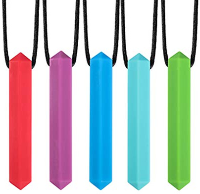 Collana Chew Sensory Srliya 12 * 7 * 1 5pcs Collana da Masticare Collana da Masticare Sensoriale in Silicone Alimentare per Esercizi Orali ADHD SPD Autistico