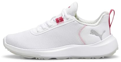 PUMA Boys Fusion Crush Sport JR Golf Shoe, PUMA White-Garnet Rose, 38 EU