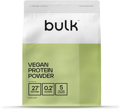 Bulk Vegan Protein Powder, Plant Based Protein Shake, Unflavoured, 500 g, New & Improved Formula, 14 Servings, Packaging May Vary