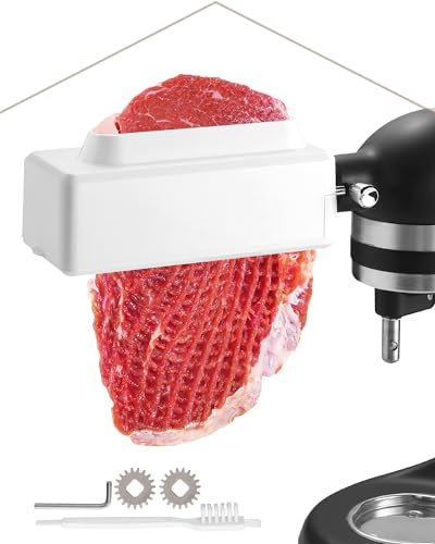 HOMGEN Attendrisseur de Viande pour Mélangeur KitchenAid - Engrenages en Acier Inoxydable Accessoire d’attendrisseur de Viande pour Tous Les Modèles Machine d’attendrissage de Viande KitchenAid