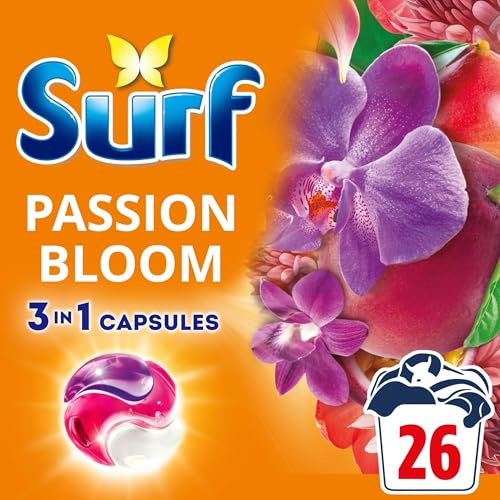 Surf 3 in 1 Passion Bloom Laundry Washing Detergent Capsules 78 washes (3x 26 capsules) joy-infused fragrance with essential oil lasting up to 12 hours in wear for brilliantly clean results