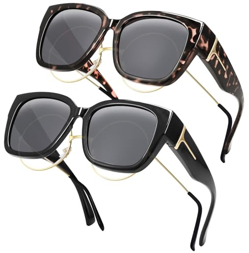 Zuimei 2 Pack Over Glasses Sunglasses for Women, Polarised Oversized Frame Sun Glasses Trendy Wear Over Sunglasses with UV400 Protection for Driving & Outdoor(Modern)