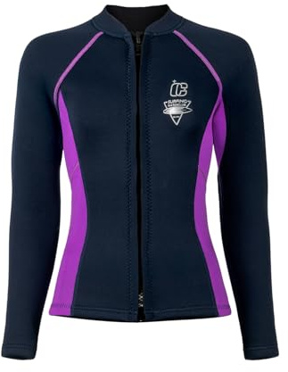 Yruioon Veste Néoprène Femme 3mm Thermique Manches Longues Veste De Plongée Rashguard avec Fermeture Éclair pour Nager Plonger Surfer Snorkeler