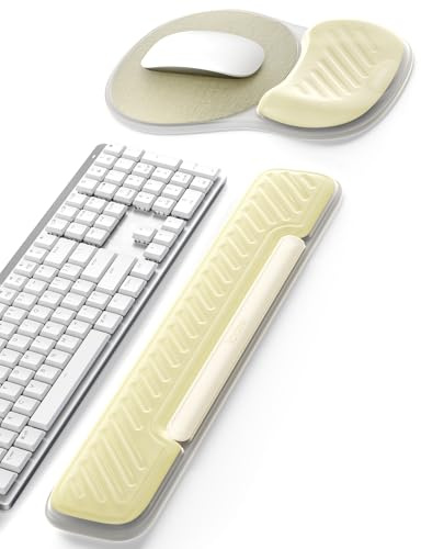 Vaydeer Keyboard Wrist Rest and Mouse Pad Set, Cooling Gel, Champagne | Cooling Gel Support, Non-Slip Base, For Keyboard, Mouse and Desk Use