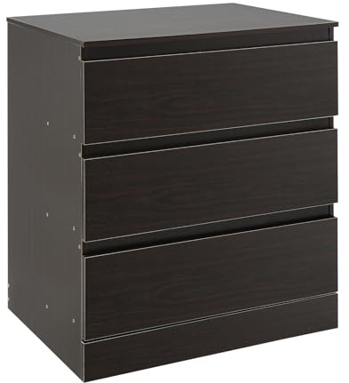 TaNeHaKi Mesita de noche moderna, armario de noche con 3 cajones, mesa auxiliar para sala de estar, dormitorio, 60 x 41 x 69 cm, cómoda de noche (color nogal negro)