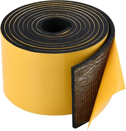 Nastro in schiuma da 5 m, 70 mm di larghezza x 10 mm di spessore, striscia autoadesiva in neoprene, guarnizione in gomma, anti-vibrazione, anti-collisione, isolamento antiurto per finestre, porte e