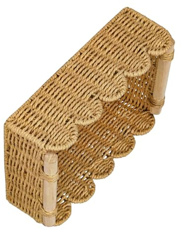 CAZSTYK Panier en corde de papier recyclé facile à utiliser avec bords en éventail, idéal pour l'organisation de l'étagère de salle de bain et la décoration de la ferme, panier simple de rangement