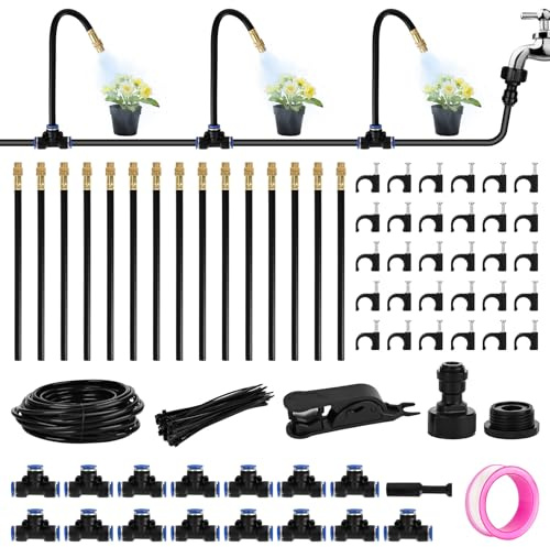 Trendecor Sistema de riego automático para jardín, riego automático de 360 °, manguera ajustable, boquilla ajustable para riego de patio, césped, jardín invernadero