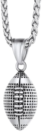Richsteel Collier Ballon de Rugby Homme en Acier Inoxydable 316L,Pendentif pour Amateurs de Rugby avec Chaîne Ajustable 55+5cm, Punk Rock Hip Hop Bijoux Fans de Sports Hommes et Garçons