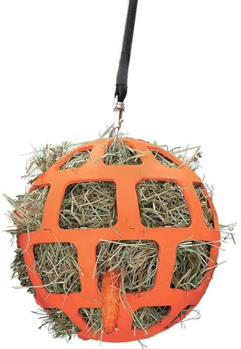 Holland Animal Care Hay Slowfeeder Fun&Flex Ø 22 cm - Heuraufe Pferd - Geeignet für Weidetiere - Heunetz für Pferde - Gegen Stallverfall - Bis zu 1 kg Heu - Orange