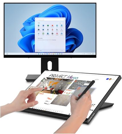 Ideao Hub 24 1440P QHD Interaktiv Touchmonitor mit 10-Punkt-Touch, USB-C mit PD, HDMI, VGA, Verstellbarer Ergonomischer Standfuß, MPP2.0-Stift, kompatibel mit Laptop, PC, Mac, Smartphone & Gaming