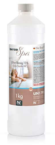 BAYZID® Chlore Liquide Spa 1 x 1 kg - Désinfectant Rapide pour Spas & Pataugeoires - Teneur en Chlore Actif 13-15% - sans Acide Cyanurique - Facile à Utiliser