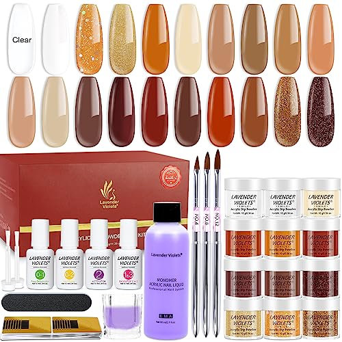 Lavender Violets 33 Pcs 2 in 1 Acryl Nagelset French Nails Acrylpulver Acryl Flüssigkeit Set Acrylnagel-Kit Für Nägel Acryl liquid Monomer Carving Extension Starterset Neujahrsgeschenk N451