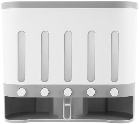 TaNeHaKi 5-i-1 spannmålsdispenser, förvaringslåda, spannmål, livsmedelsdispenser, väggmonterad, 9 kg