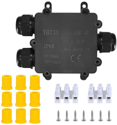 SZFUDIGO Wasserdichte Abzweigdose für den Außenbereich, IP68, 3-Wege-Stecker-Draht, externe elektrische Abzweigdose, Kabelverbinder, Drahtdurchmesser 4–15 mm