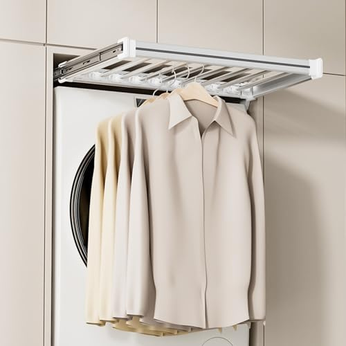 Osynlig Torkställning For Kläder, Byxställ For Tvättmaskin, Utdragbar Inbyggd Garderob, Förvaringsartefakt Av Balkongbyxa Av Lådatyp (Color : Silver, Size : M)