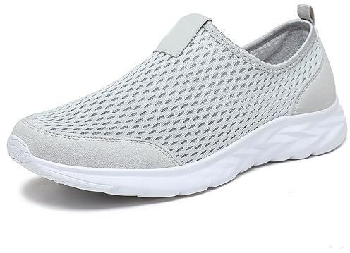 Zapatos ligeros y transpirables para hombre, para viajes, correr, un estribo, zapatos casuales para senderismo, zapatos de gran tamaño a la moda, gris, 50 EU