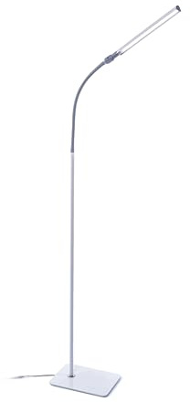 UnoPro Floor – Neue LED-Lampe – 6.000 K Tageslicht, 1.145 Lux bei 30 cm, 4 Helligkeitsstufen, flexibler Arm, energieeffizient, weiß