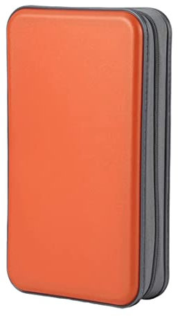 Peosaard CD Holder CD Case Wallet DVD Binder DVD Organizer Storage Bag Hard Plastic 80 Capacity Portable Orange