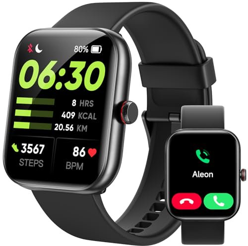 Yoever Smartwatch Damen Herren mit Telefonfunktion & Alexa, 1,91 Fitnessuhr mit 100 Sportmodi, IP68 wasserdichte Sportuhr Damen für Android iOS Schwarz