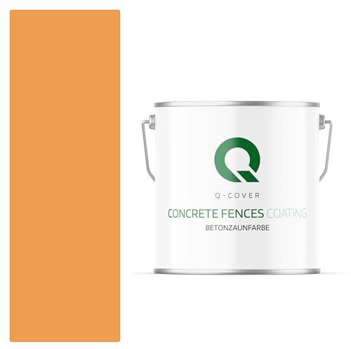 Q-COVER Betonzaunfarbe | 5L | Orange | Silikon Farbe | Außen | Betonfarbe | Hydrophobe Farbe | Acrylat Dispersion | Betonzäune | Betonelemente