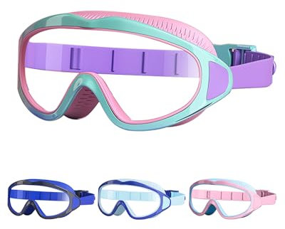 BeLikeFish Schwimmbrille Kinder - Kinder Schwimmbrille 4-12 Jahre Großes Objektiv Anti Fog Wasserdicht