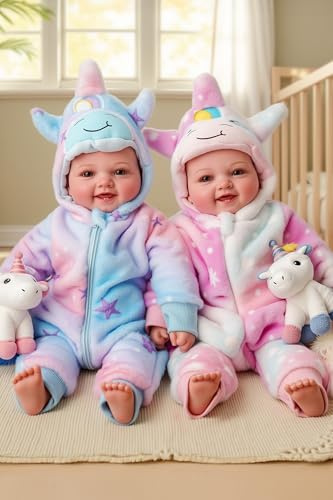 BABESIDE Baby Dolls Twins - 17'' Cute Soft Body Realistic Newborn Twin Dolls Real Life Baby Girl and Boy with Accessories Kids Age 3+ Year Old Gifts, Pretend Play, Collection
