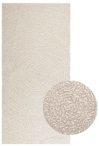 vidaXL Teppich ZIZUR Creme 100x200 cm Jute-Optik Indoor und Outdoor, Fußmatte, Bodenteppich, Teppichboden, Bodenmatte, Flächenvorleger, Innenteppich