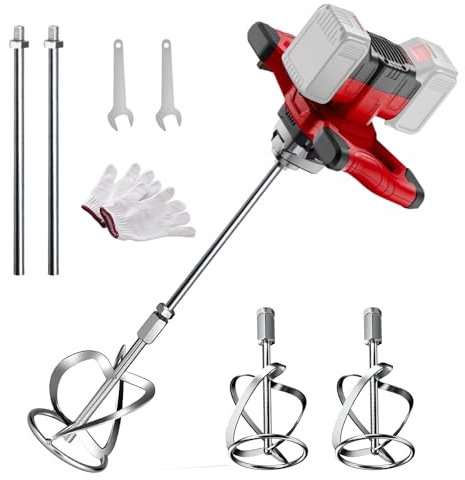 Mélangeur de ciment sans fil compatible avec Makita 18 V, mélangeur de béton électrique portable avec 6 vitesses, mélangeur de boue portatif pour peinture de motel, coulis, plâtre