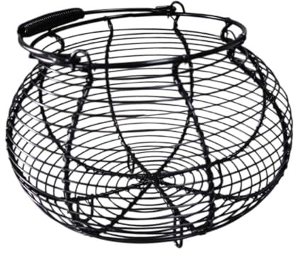 Sharplace Cesta de Alambre para Huevos, Cesta para Recoger Huevos, Redonda, Rústica, Contenedor Decorativo para Granja, Soporte para Huevos, Frutas, Aperitivos, Negro, Individual