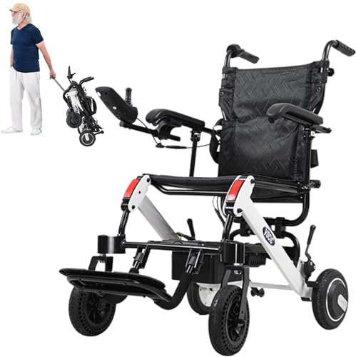 VOCIC V55 - Sedia a rotelle elettrica, pieghevole, leggera, con controllo posteriore (21 kg), 20 KM, elettrica fino a 136 kg, per tutti i terreni, 500 W con Bluetooth, approvazione aereo, 5 anni di