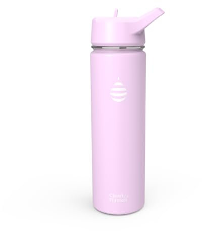 Clearly Filtered Water Bottle | Removes 220+ Contaminants, Double-Wall Insulated Stainless Steel, BPA/BPS Free, Phthalate Free, Filters Flouride Lead Chlorine (20oz, Lilac)