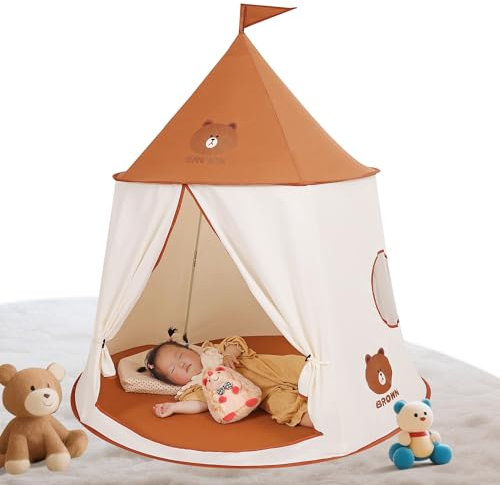 Tente de jeu, pour enfant, tente de jeu, pour enfant, tente de château, portable, pop-up, style indien, maison de jardin, maison de jeu, pour chambre d'enfant, cadeau d'anniversaire, de Noël (ours